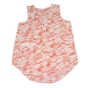 Maurices Womens Zebra Print Sleeveless Blouse-Orange/White-Size M-GUC